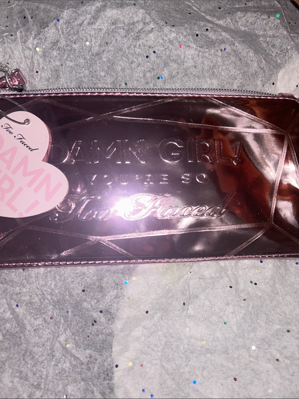 Too Faced Rose Metallic 'Damn Girl' Cosmetic Pouch